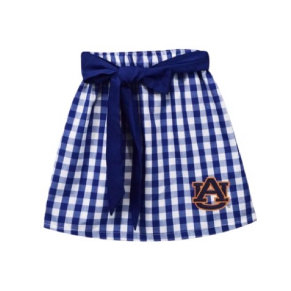 Auburn Girls' Navy Gingham Skirt with Bow